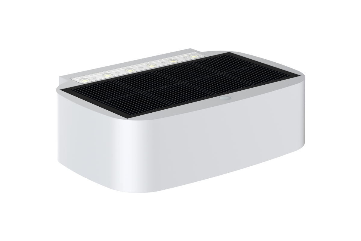 NexSun Aurora | 700 Lumen | Moderne, weiße Solar-Wandleuchte mit Auf- und Abwärtsbewegung