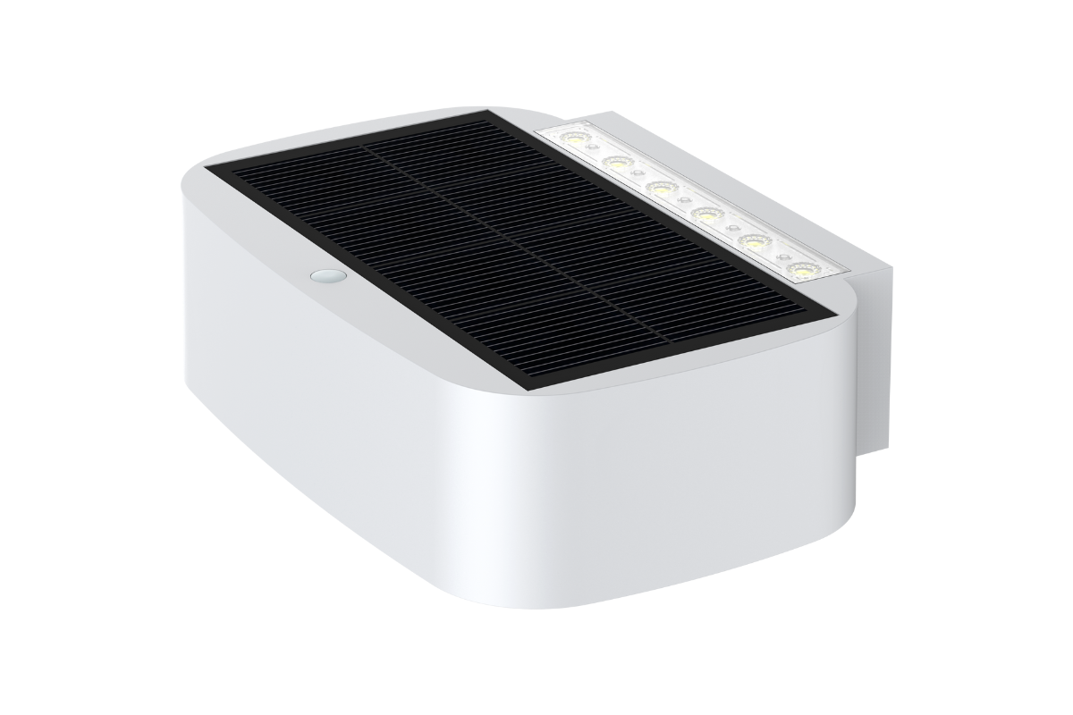 NexSun Aurora | 700 Lumen | Moderne, weiße Solar-Wandleuchte mit Auf- und Abwärtsbewegung