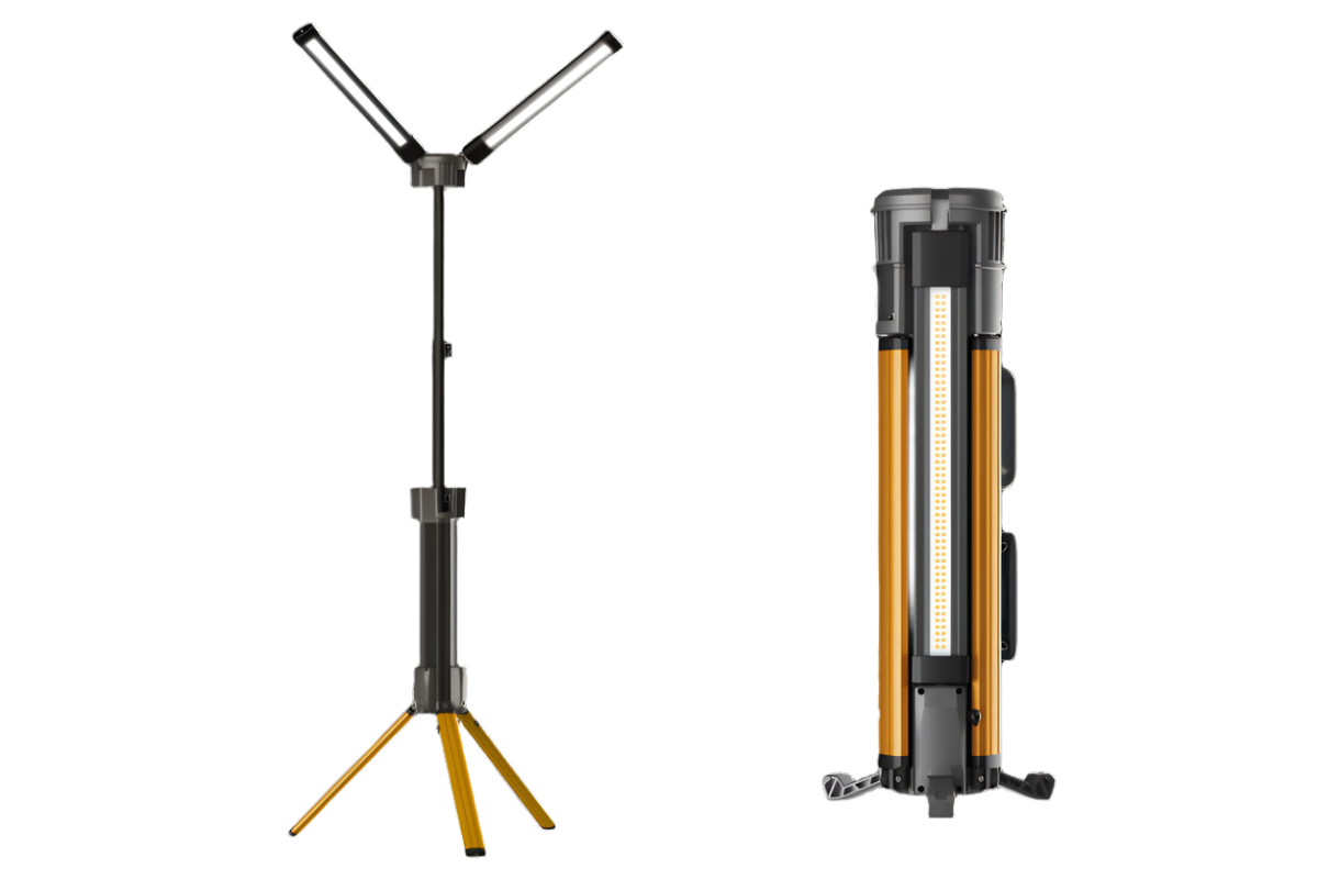 Tower Pro 10K – 10000 Lumen | Zusammenklappbare wiederaufladbare/AC-Arbeitsleuchte mit eingebautem Stativ (EU-Stecker)