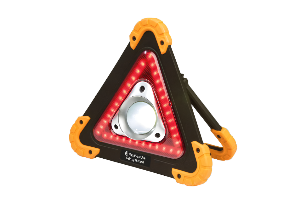 Galaxy Hazard – Wiederaufladbarer weißer Flutlichtstrahler / rotes Warnblinklicht | 1200 Lumen | Integrierte Powerbank